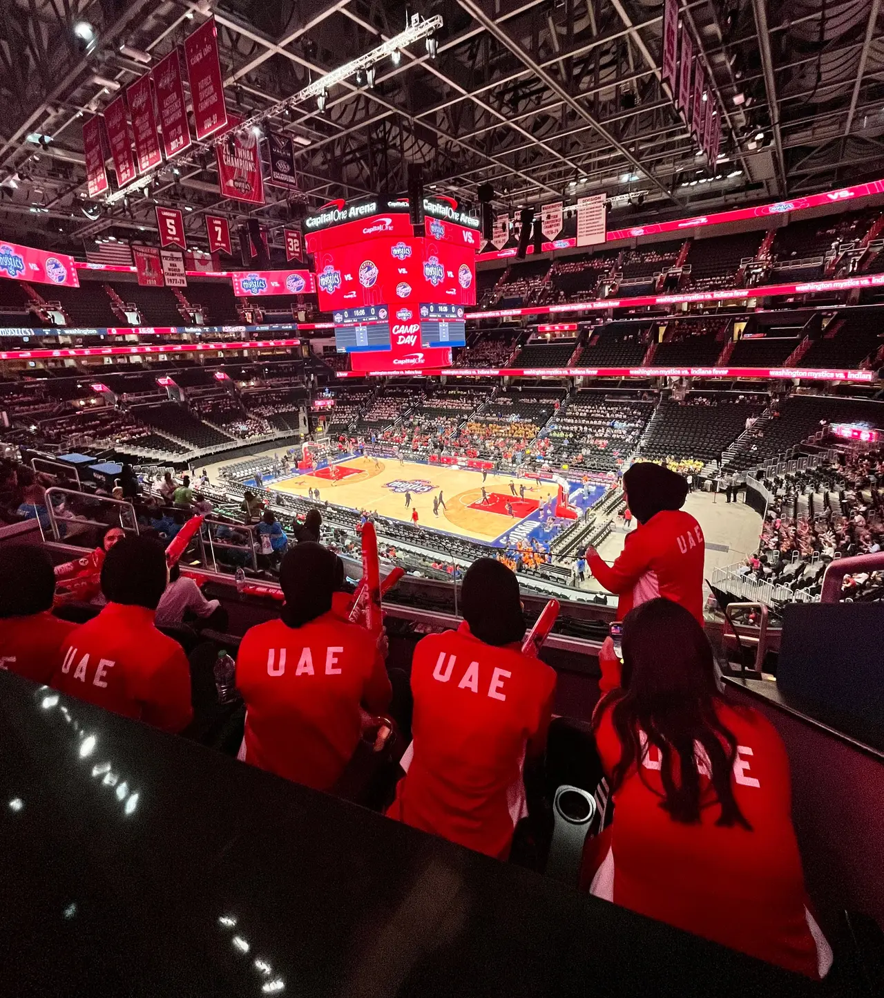 Top view shot of basketball court